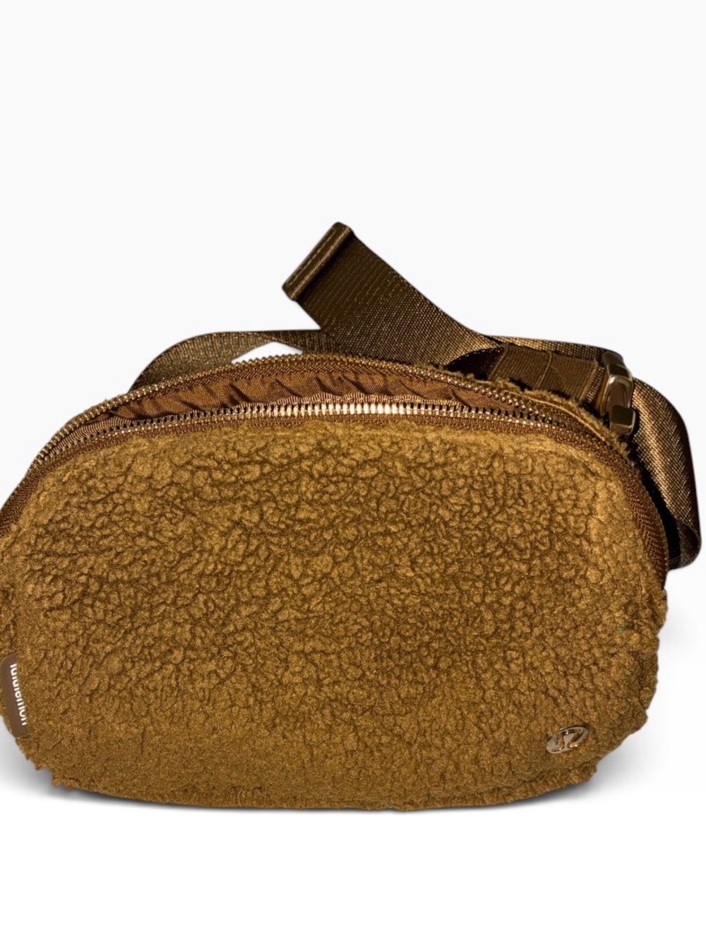 Like New Lululemon Everywhere Belt Bag 1L Brown Fleece Sherpa Gold Hardware